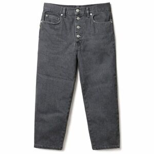 Vtg SASSON Jean Sz 3/4 Black Denim Mom High Waist Exposed Button Tapered Leg 90s